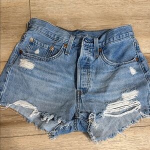 Levi's Light Blue Distressed Jean Shorts